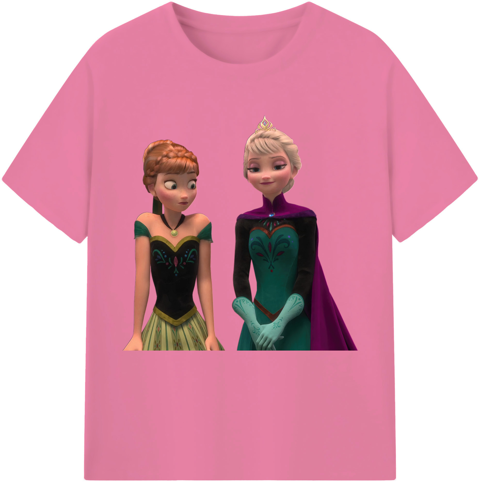 （画像用） アナと雪の女王 アンナ エルサ Frozen Anna Elsa 綿100％半袖Tシャツ（フロントプリント）